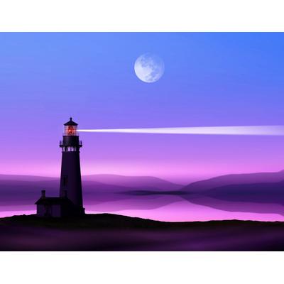 Fototapete PAPERMOON "Romantischer Leuchtturm", bunt, B:5m L:2,8m, Vlies, Tapeten