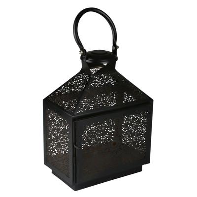 Kerzenlaterne AM DESIGN "Weihnachtsdeko", schwarz, B:15cm H:32cm T:25cm, Metall, Kerzenhalter, aus Metall, handgefertigt