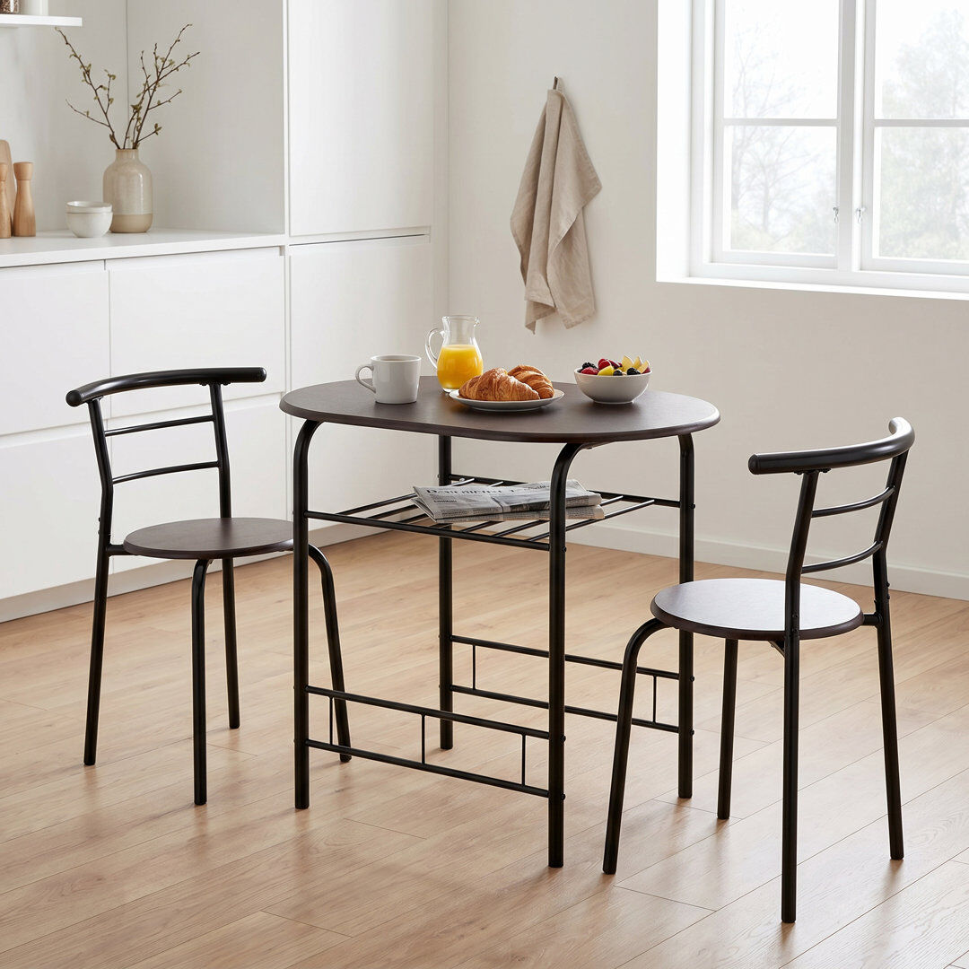 17 Stories Lennon 2-Person Dining Set Black/Walnut