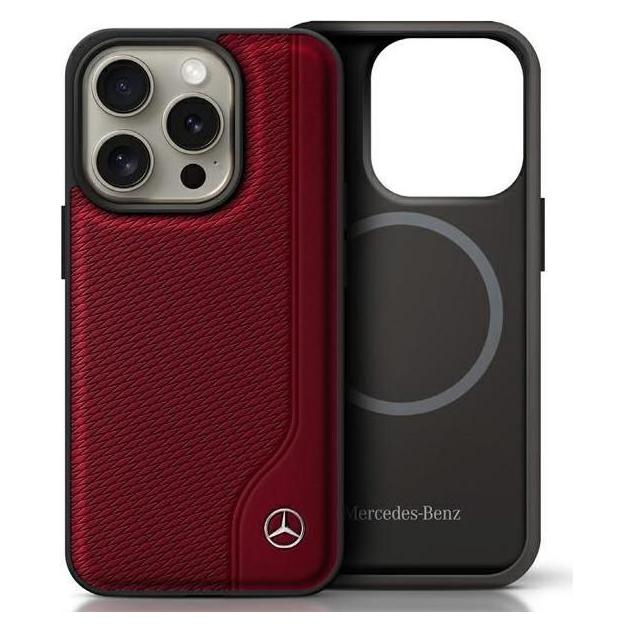 Mercedes MEHMP16L23RBGVR iPhone 16 Pro 6.3" czerwony/red hardcase MB Wood Imitation Leather MagSafe (Apple iPhone 16 Pro) (Mer008300-0)