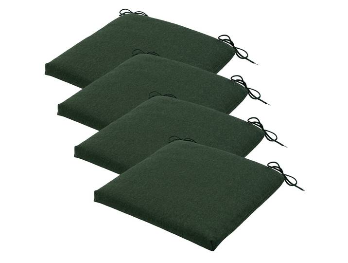 Stuhlkissen Outdoor 4er-Set Bändchen, Sitzkissen wasserabweisend, grün, je 40 x 40 cm