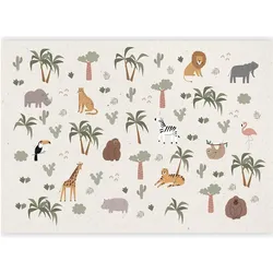 Artgeist, Tapete, Fototapete - African Composition - Animals for the Children's Room on a Paper Background (400 x 280 cm)