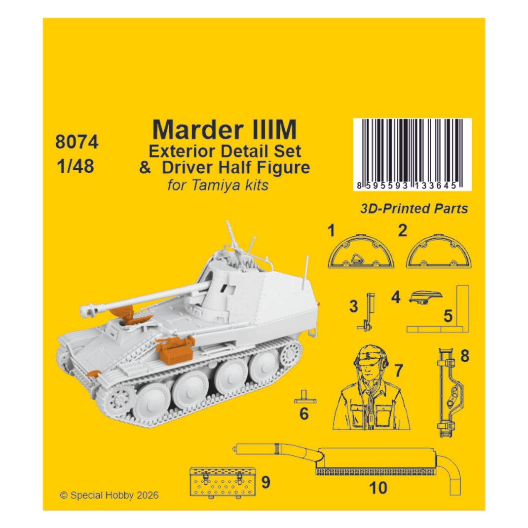 CMK Marder IIIM Exterior Detail Set & Driver Half Figure for Tamiya (129-8074)