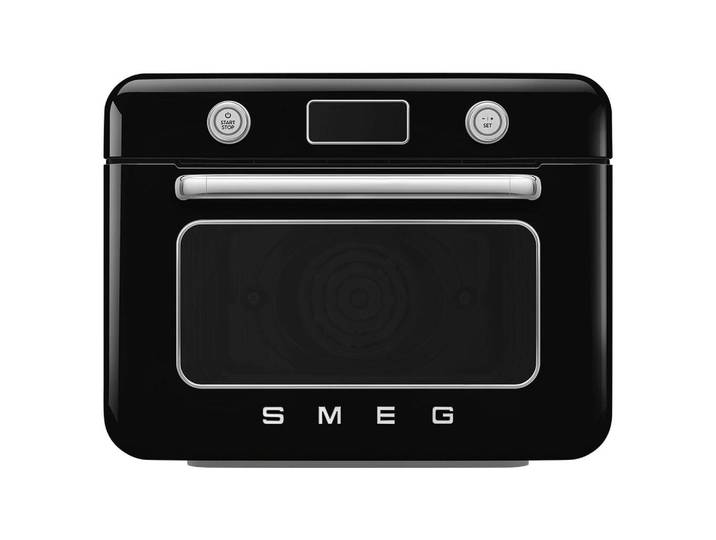 Smeg Minibackofen 50´s Style, Schwarz Hochglanz, Metall, 50x40x51 cm, Timer, akustisches Signal Ein-/Aus, Display, elektronischer Innenbeleuchtung, elektronische Temperaturregelung, Wassertank abnehmbar, Küchengeräte, Sonstige Küchengeräte
