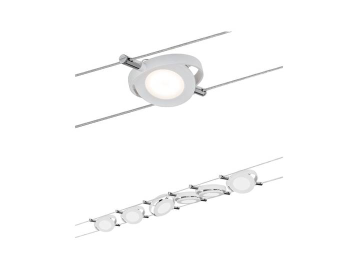 Paulmann RoundMac LED-Seilsystem, 6-flammig, chrom / silber, für Wohn- / Esszimmer, Metall, Modern, Seilsystem Leuchte