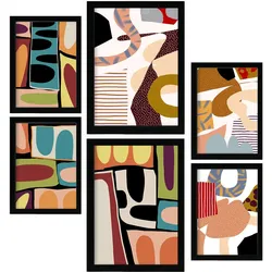 POSTER Set Mit 6 Glitzig Reich In Farbenfrohe Zusammenfassungen A3 & A4 Schwarzer Rahmen