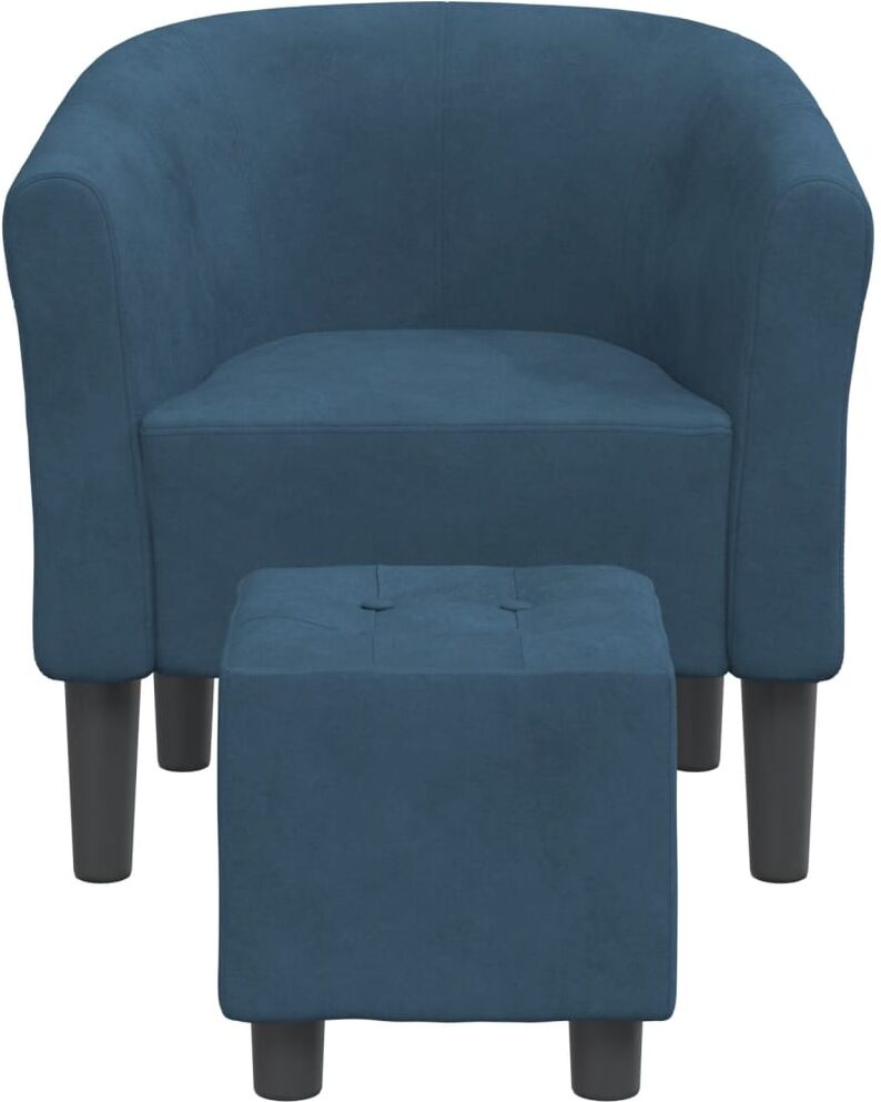 vidaXL Chaise cabriolet avec repose-pied bleu foncé velours