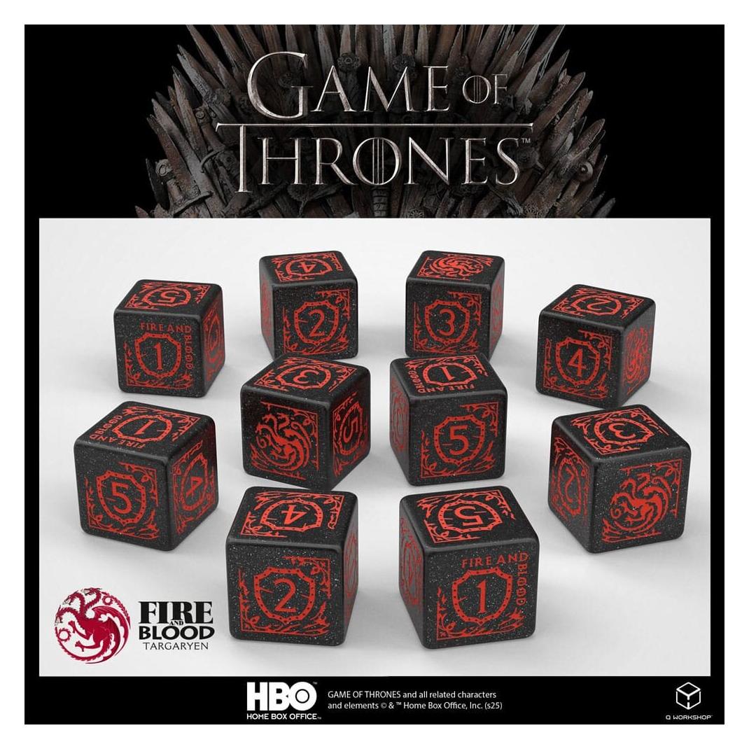 Q Workshop Game of Thrones. Targaryen 10xD6 Dice Set. (QWS20253B)