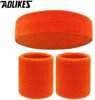Inspired Finds AOLIKES Moisture Wicking Sports Headband And Wristband Set orange