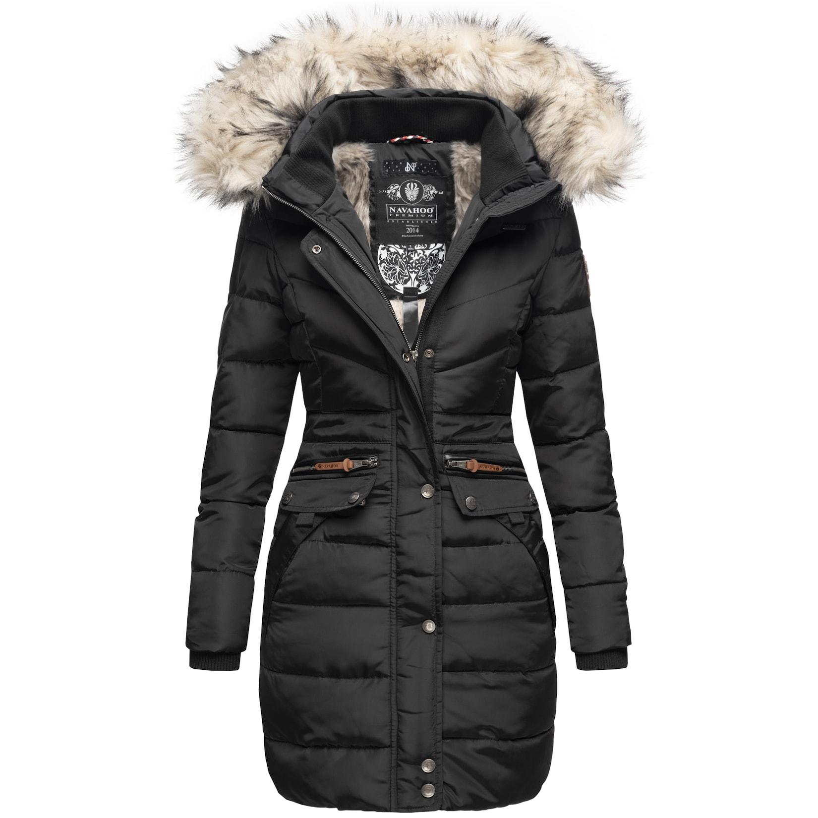 NAVAHOO Damen Stylischer Steppmantel Winter Parka mit edlem Fellimitat Paula