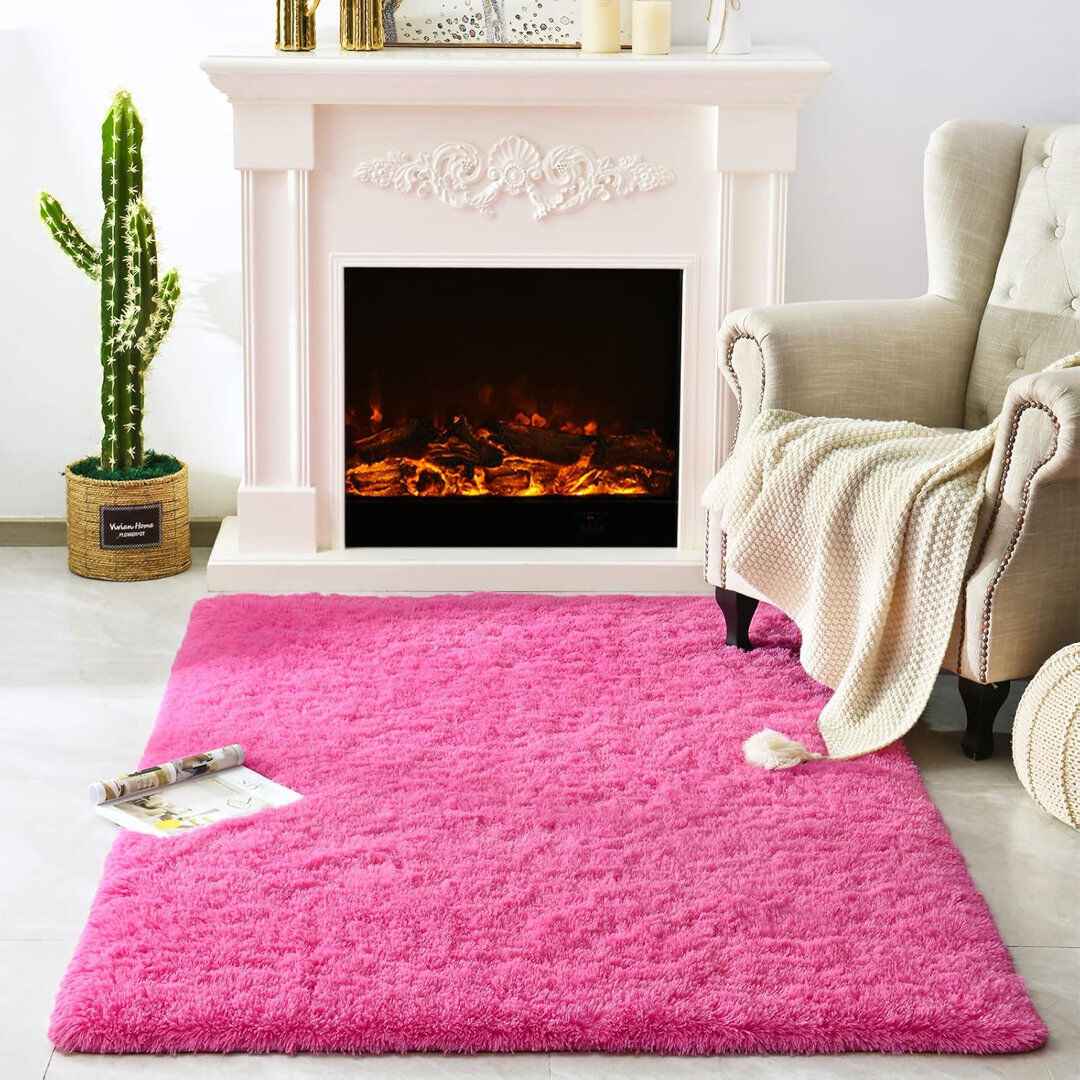 Lochas Rectangle Shaggy Area Rug Rose madder Rectangle 245 x 305 cm