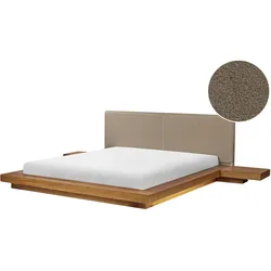 BETT mit LED 180/200 cm MDF-Platte Hellbraun Zen