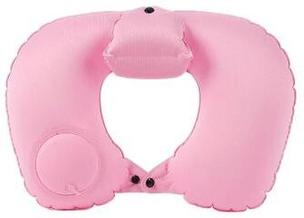 Inspired Finds PressEase Inflatable Travel Neck Pillow Compact Press to Inflate Cushion With Detachable Cover For Travel & Camping pink