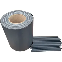 Wellker Sichtschutzstreifen PVC 35 m  x 19 cm anthrazit mit 20 Klemmschienen für Doppelstabmattenzaun Sichtschutz