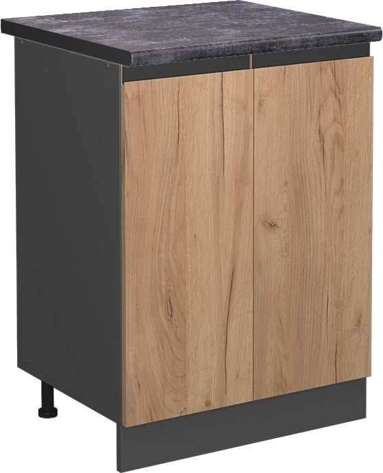 Vicco R-Line Keukenonderkast J-Shape, Eiken Goud en Antraciet, Breedte: 60 cm