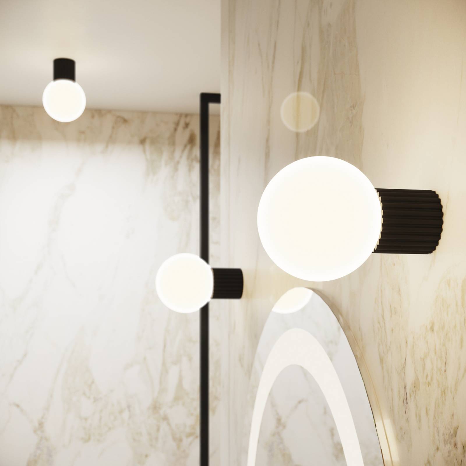 Wandlampe ORBI SOLLUX LIGHTING, dimmbar, schwarz, für Badezimmer, Aluminium, Wandleuchte, Wandlampe Bad
