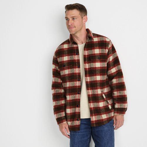 Hemdjacke aus gebürstetem Flanell und Stepp für Herren, Herren, size: regular, Braun, Woll-Mischung/Polyester-Mischung, by Lands' End