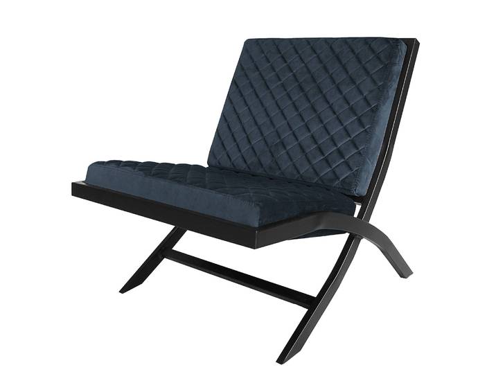 Sessel Bourke I Blau/Dunkelblau Samt Ravi 64 x 73 x 75cm