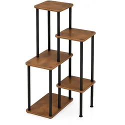 Pflanzenregal 5-stufig – Pflanzenständer Metall und Holz – Blumenregal & Pflanzenhalter – Braun