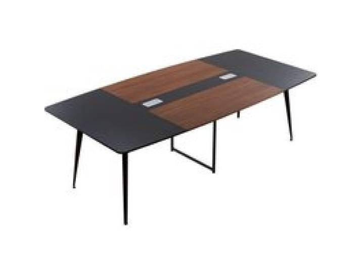 VEVOR Konferenztisch Besprechungstisch für 10 Personen 6-tlg. 240 x 120 cm bootförmiger Schreibtisch Seminartisch Meetingtisch Mehrzwecktisch Pausentisch mit Metallbeinen für Büro Konferenzraum