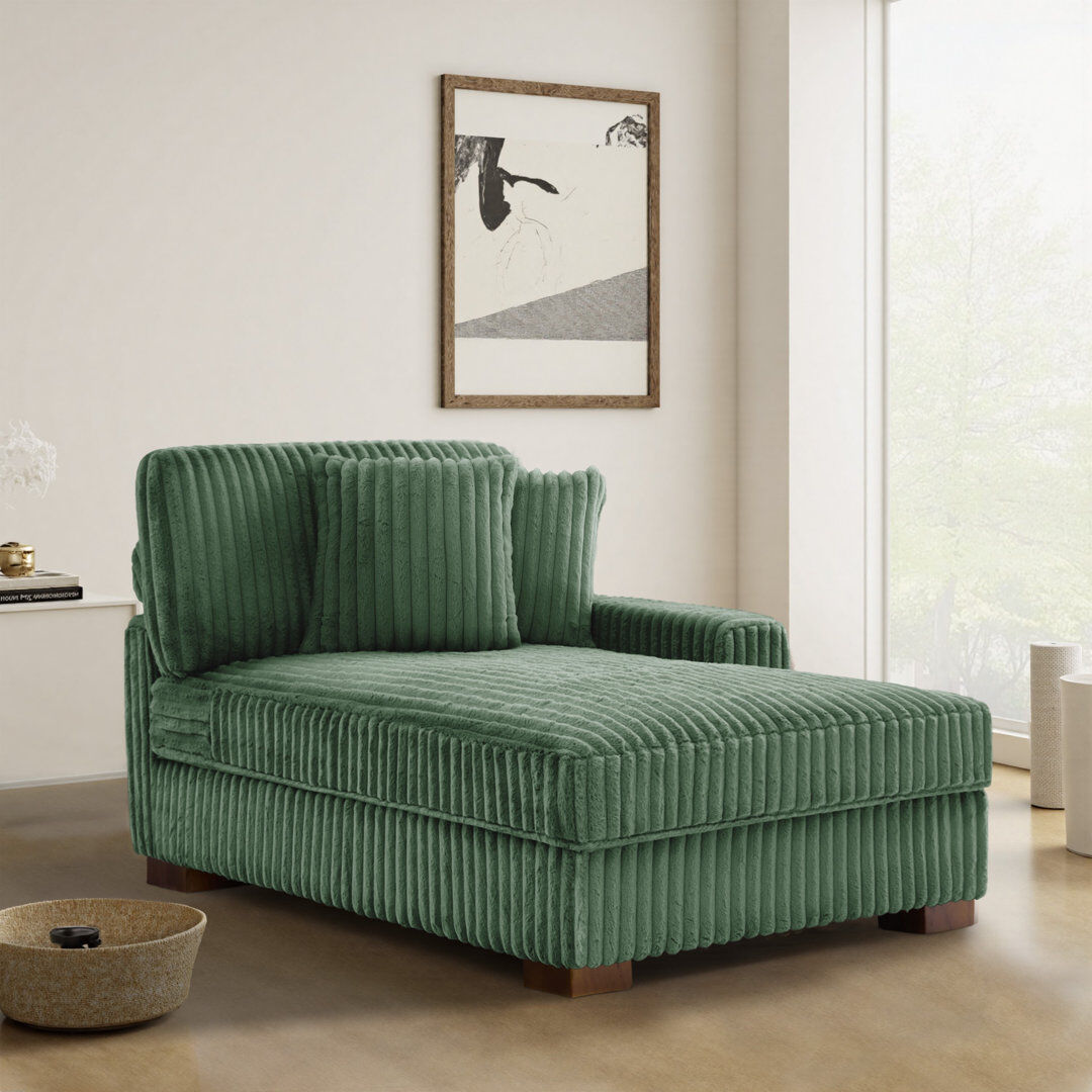 Pia Ricco Chaise Lounge Green 93cm H X 104.9cm W X 158.5cm L