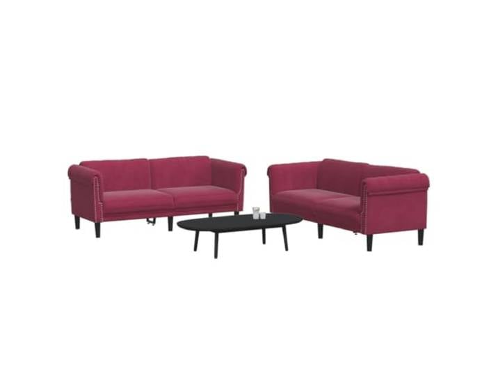 KTHLBRH Sofa-Set, 2-teilig, Weinrot, aus Samt Morbito Samt, robuste Beine, modernes Design, 2-Sitzer und 3-Sitzer