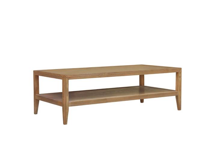 Table basse double plateau style contemporain en chêne marron