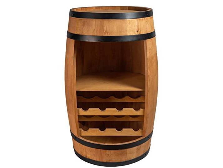 Creative Cooper Weinregal Weinkeller Mini Bar Schnapsschrank Weinfass Weinbar Weinbar 80 cm hoch Retro Bar Deko Fassmöbel (Eiche)
