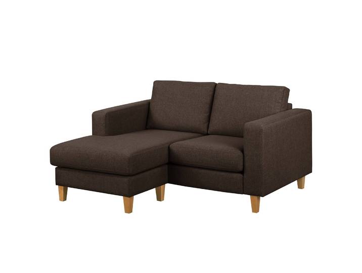 Ecksofa 1-Sitzer mit Longchair Braun/Braun Webstoff Inas 154 x 86 x 140cm Longchair davorstehend links Natur