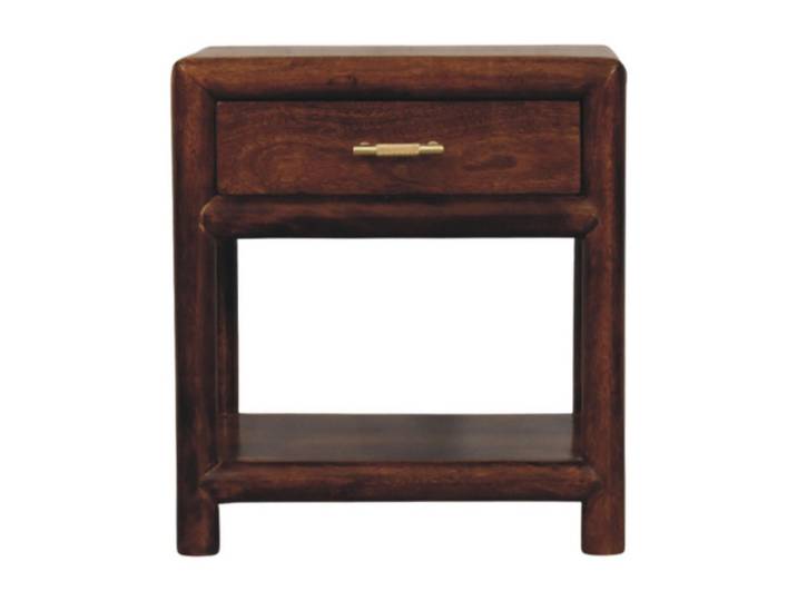 Artisan Furniture Nachttisch mit Kastanien-Finish, 1 Schublade, 1 offene Ablage, dunkelbraun, Dunkelbraun, Holz, Echtholz,Mangoholz, Quadratisch, 45x50x35 cm, Schlafzimmer, Nachttische