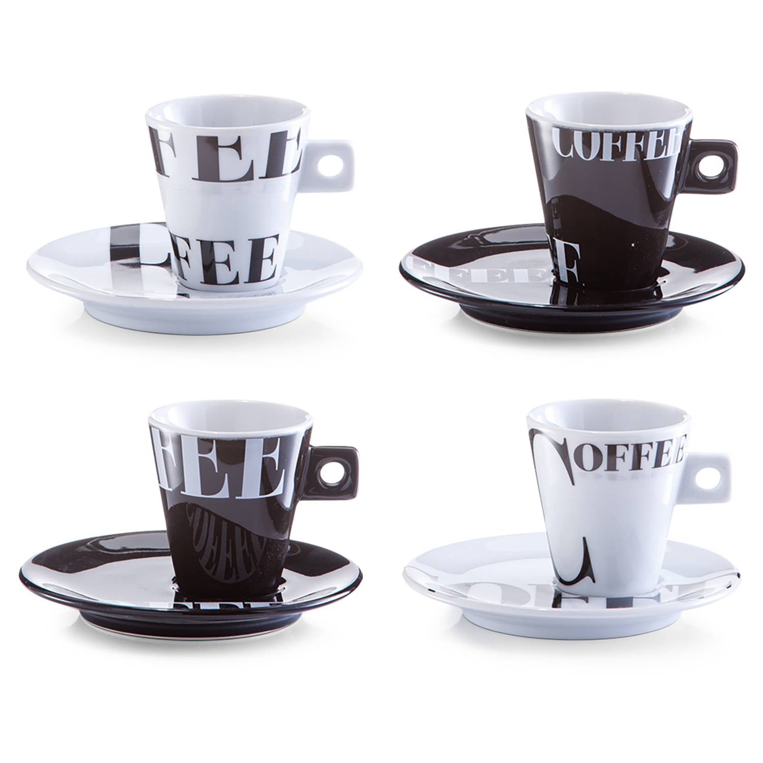 home24 Espresso-set Coffee Style 8-delig wit/zwart