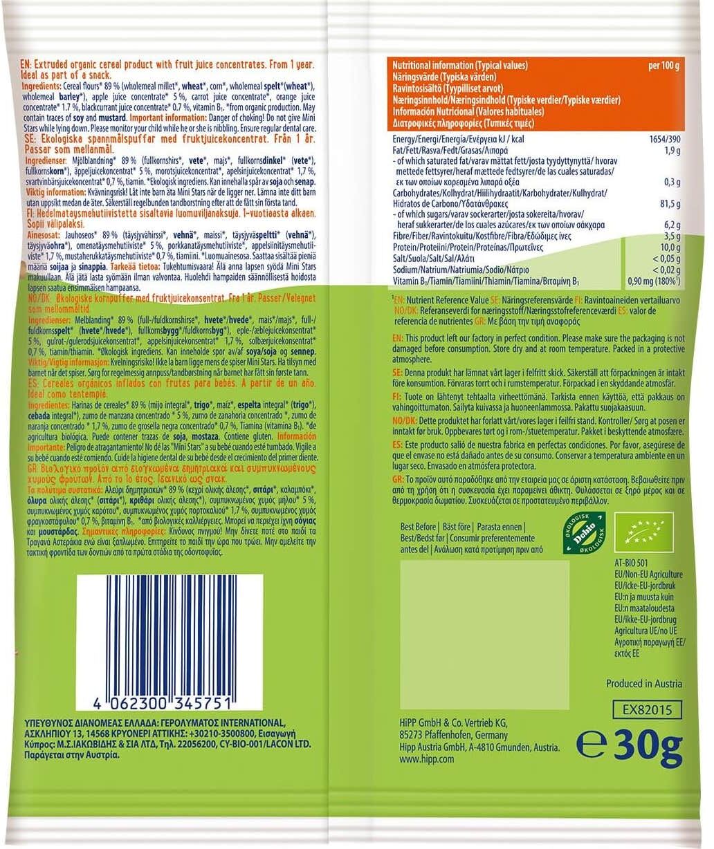 Hipp Bio Estrellitas con Frutas Snack 30 g