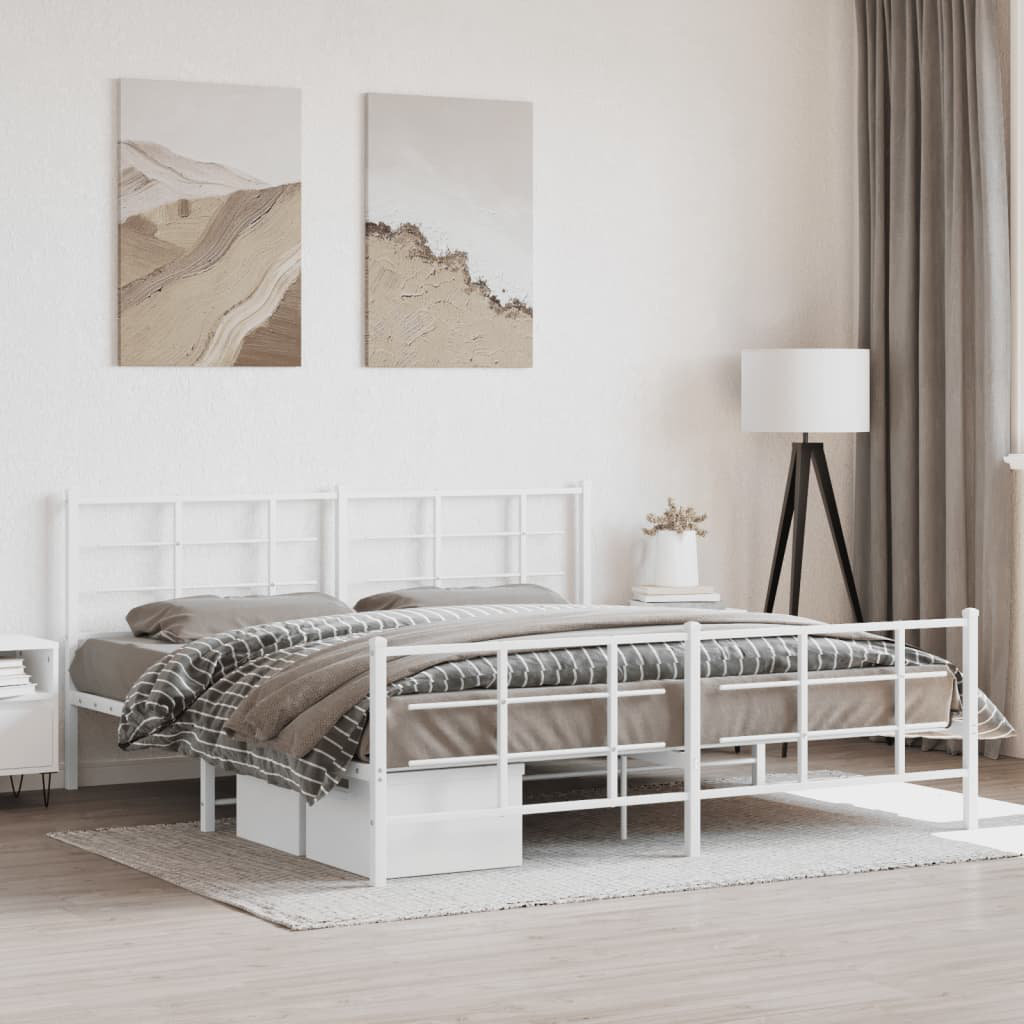 Marlow Home Co. Amyliah Metal Bed White 183 x 213 cm