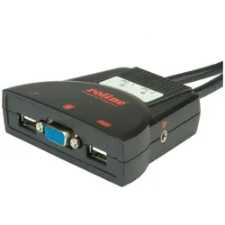 Roline KVM-Switch 'Star' 2 PCs, VGA, USB, Audio, KVM Switch, Schwarz