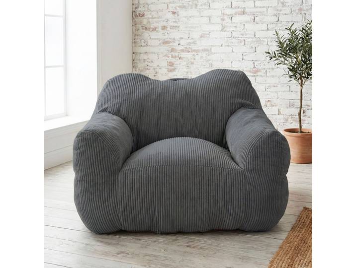 Pouf Poire Xxl Avec Accoudoirs\, Fauteuil Relax Ergonomique\, Gris