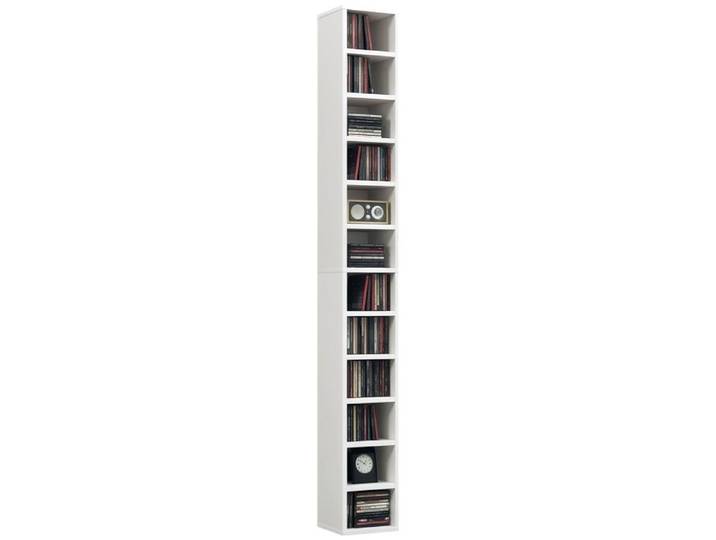 Rangements pour CD et DVD HOMCOM meuble colonne de rangement avec 12 compartiments capacité max. 204 CD 21 x 20 x 175 cm blanc