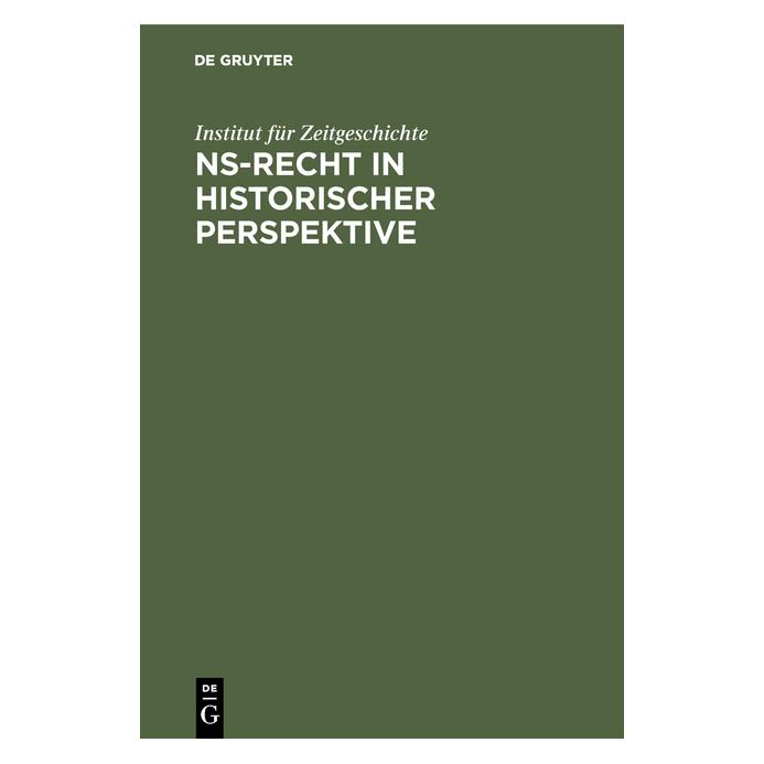 De Gruyter Institut für Zeitgeschichte:NS-Recht in (Deutsch, Hardcover, Institut Für Zeitgeschichte) (67826263)