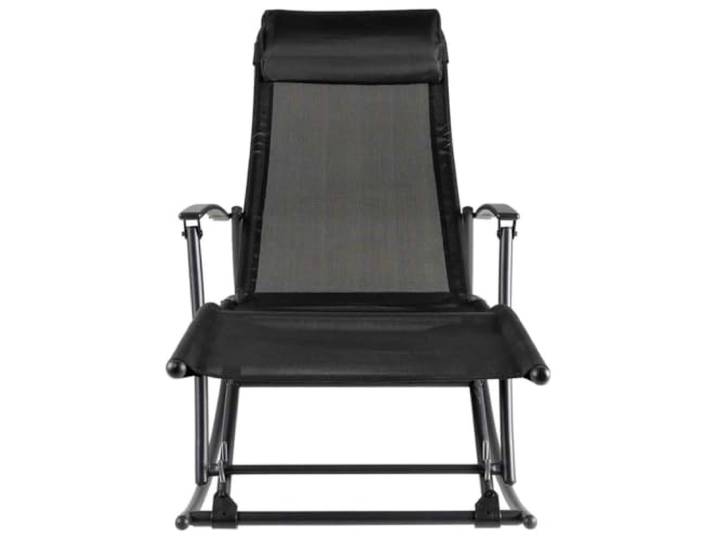ZQQLVOO Garten-Schaukelstuhl Stahl Textilene Schwarz Klappbar, 2-fach verstellbar, Tragkraft 100 kg, leicht zu reinigen, für Terrasse Balkon Camping