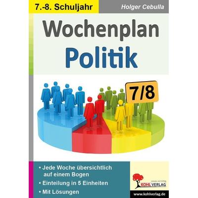 Wochenplan Politik / Klasse 7-8, Taschenbuch von Holger Cebulla, KOHL VERLAG Der Verlag mit dem Baum, 978-3-96624-265-3