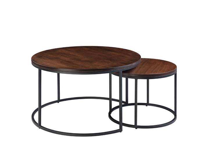 Couchtisch Marias I 2er-Set Ø 80cm Schwarz/Braun/Walnuss
