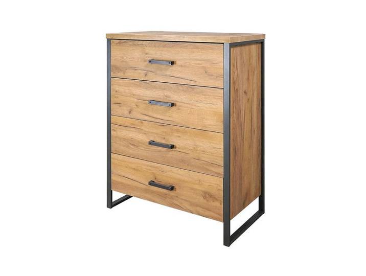 Commode 4 tiroirs pieds métal Ron