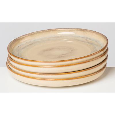 Dessertteller GIPFELSTÜCK "Teller Set, Nebelwald", beige, B:22cm Ø:22cm, Steinzeug, Speiseteller, Scandi-Style, glänzende Reaktivglasur, jedes Stück ein Unikat