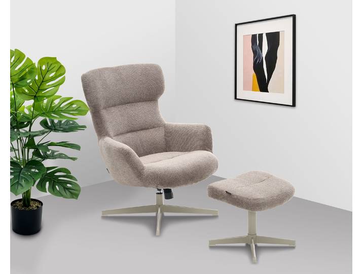 Sessel HOME AFFAIRE Clarah Relaxsessel, TV-Sessel mit Hocker , beige (taupe), B:73cm H:93cm, Sessel, Sessel, 360 Grad drehbar