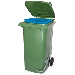 BRB Müllbehälter mit Fußpedal u. Klemmring, 240 Liter, grün, BxTxH 580x730x1075 mm