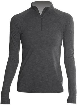 Anetik WSFLTL0 Women's Flight Tech Quarter-Zip Pullover T-Shirt in Charcoal Heathered size Medium