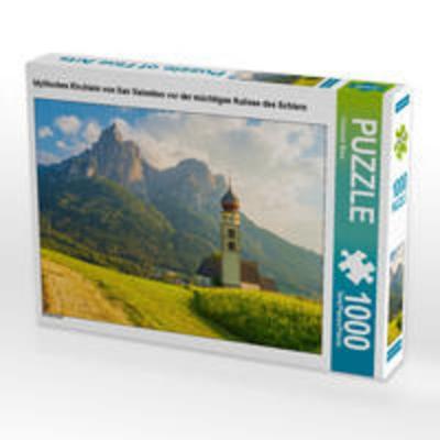 CALVENDO Puzzle Idyllisches Kirchlein von San Valentino vor der mächtigen Kulisse des Schlern | 1000 Teile Lege-Größe 64x48cm Foto-Puzzle für glücklic