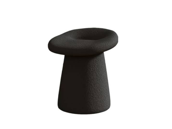 Zymjzbetic Schminkhocker Osmanischer Hocker in Pilzform Plüsch-Boucle-Polsterung, for Makeup Vanity Schlafzimmer-Sitzstuhl(Black)