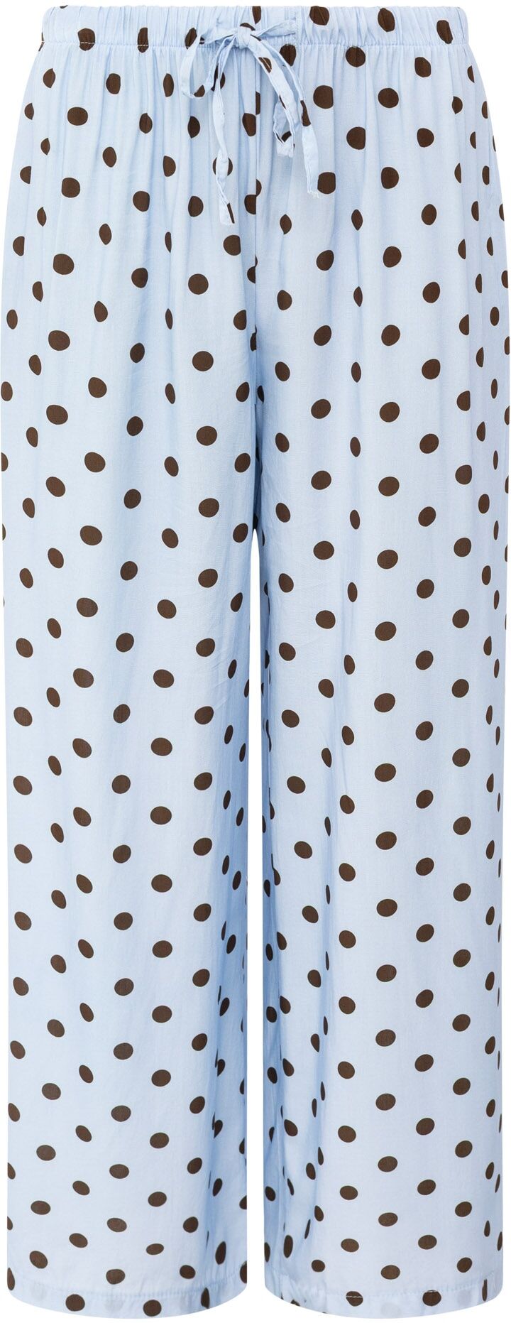 Stoffhose ZWILLINGSHERZ "Sommerhose "Punkte", Damen, Gr. S/M, N-Gr, blau (hellblau), Web, Obermaterial: 100% Viskose, weit lang, Hosen Stoffhose, allover-Punktemuster, elastischer Bund mit Bindeband