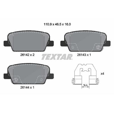 Textar Bremsbelagsatz, Scheibenbremse [Hersteller-Nr. 2614201] für Hyundai