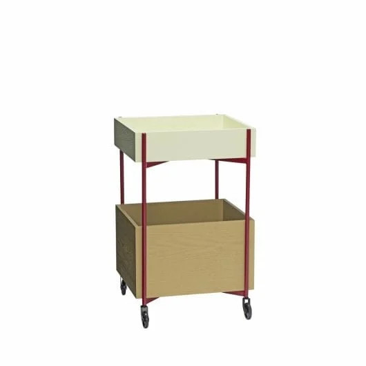 Hubsch Fresh trolley khaki/burgundy met wieltjes